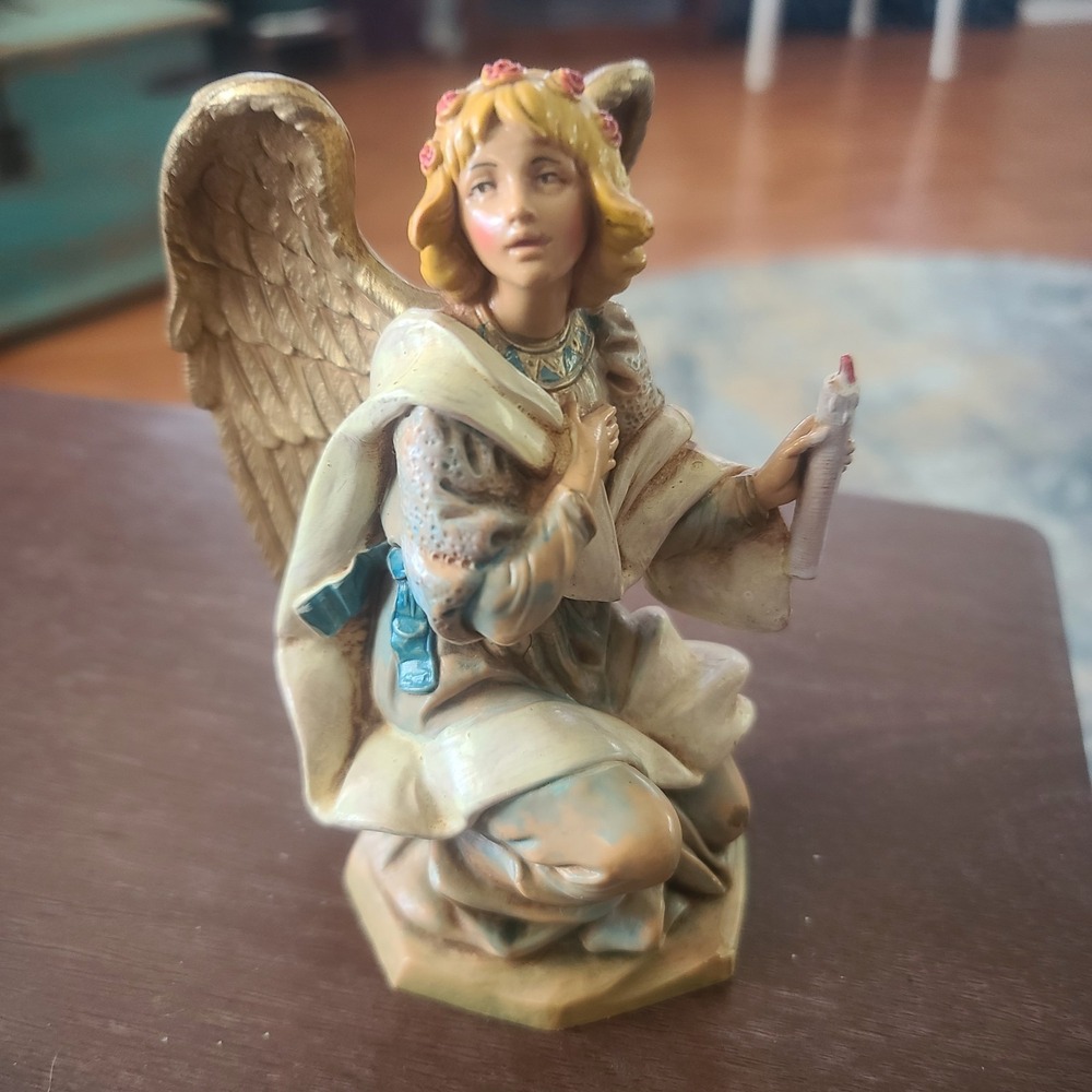 ITALIAN KNEELING ANGEL #354 FONTANINI 7.5 IN HEIRLOOM NATIVITY Polymer RARE FIND